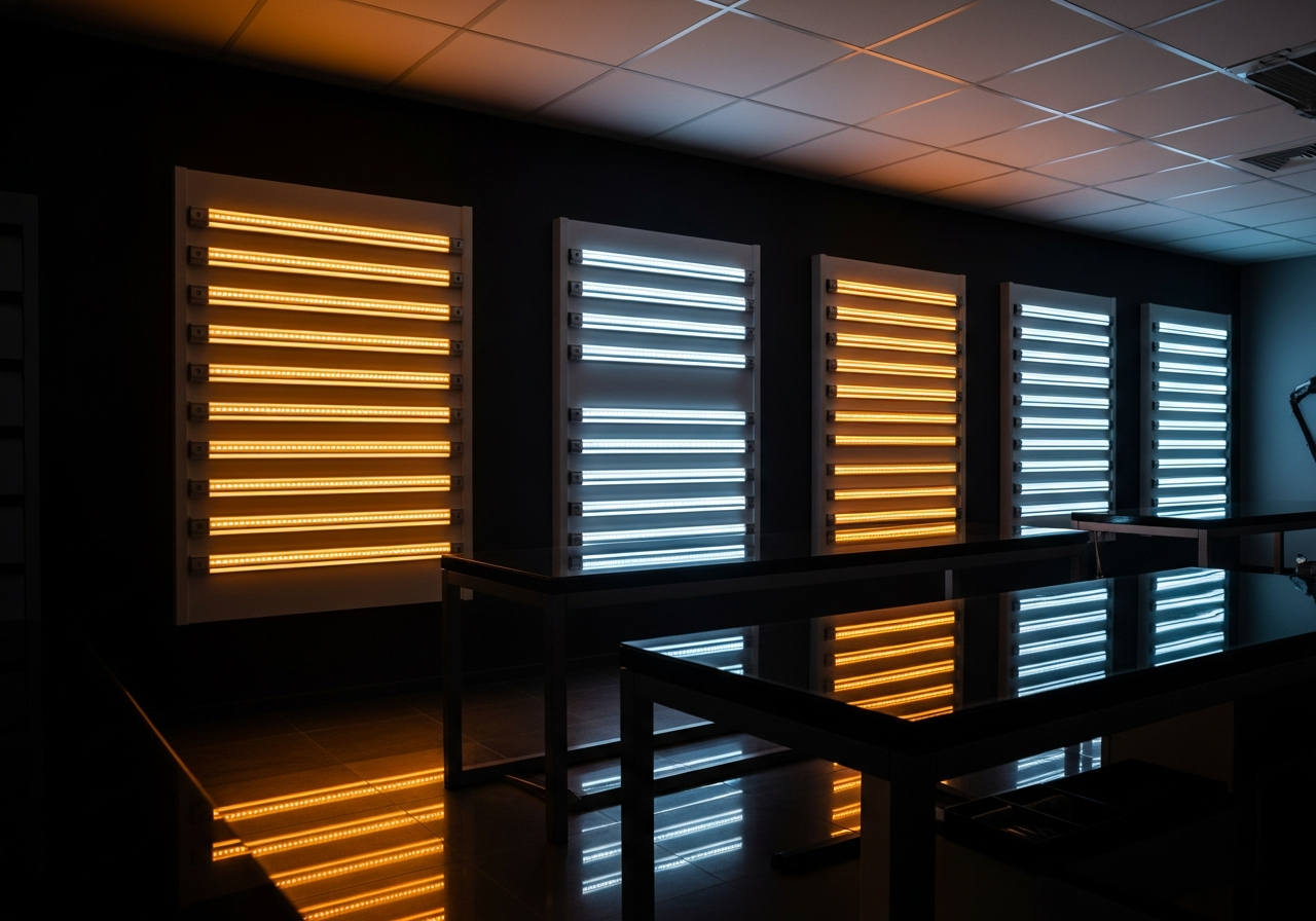 Ashish LED premium LED strip lights displayed in a professional workshop